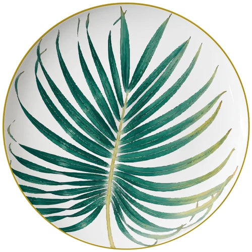 New Palm Leaf Nordic Style Tableware Hotel Household Bone Porcelain Plate Coffee Set Mug Disk Set Dinner Plates Ceramic Plate