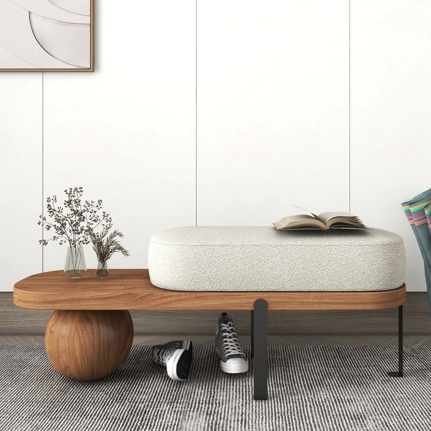 Nordic Solid Wood Shoe Stool Creative Wool Sofa Doorway Senior Sense Cloakroom Living Room Porch Household Fitting Rest Bench