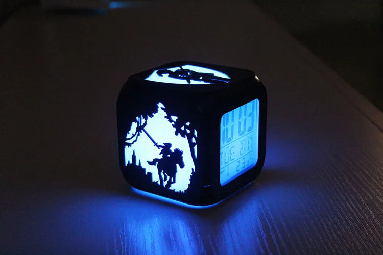 Wood Creative 3D Stereo Little Alarm Clock Led Small Night Lamp Electronic Clock Antair Nightstand Bedroom Student Clock Digital