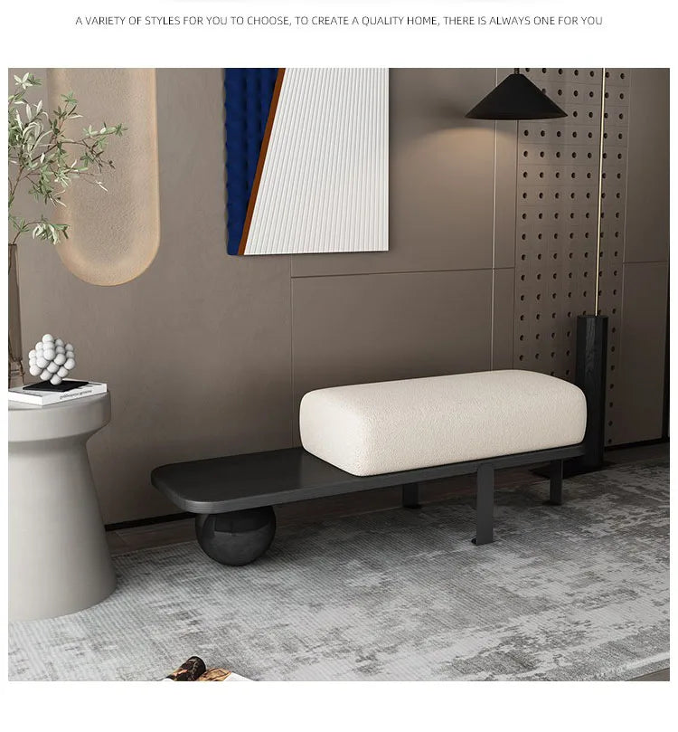 Nordic Solid Wood Shoe Stool Creative Wool Sofa Doorway Senior Sense Cloakroom Living Room Porch Household Fitting Rest Bench