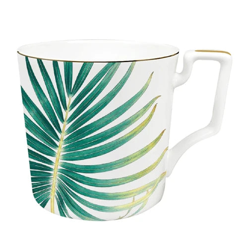 New Palm Leaf Nordic Style Tableware Hotel Household Bone Porcelain Plate Coffee Set Mug Disk Set Dinner Plates Ceramic Plate
