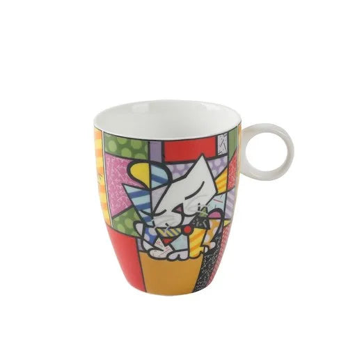 German Blue Cat European Creative Mini Ceramic Coffee Cup Tea Cups and Saucer Sets Coffee Cup Cute Cup Teacup Mug