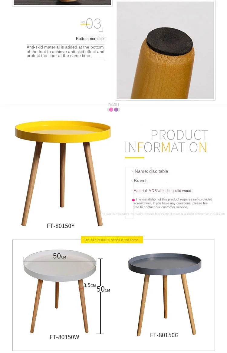 Nordic Furniture Small Coffee Tables Family Modern Balcony Live Room Bedroom Sofa Side Corner Movable Tray Round Table Assembly