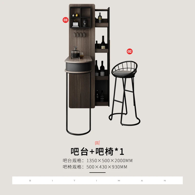 Pqf Retractable Bar Table against the Wall Family Living Room Partition Integrated