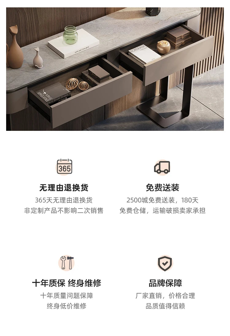 Light Luxury Console Tables Simple Modern Living Room Entrance Side View Table High-End Natural Marble Entrance Cabinet