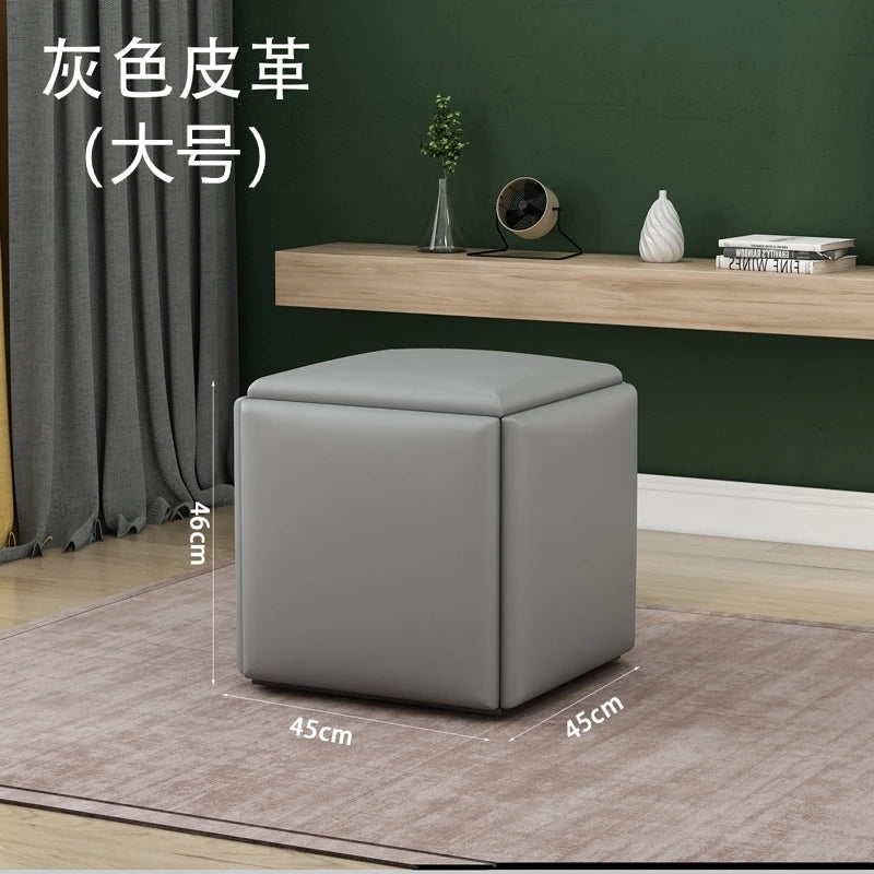Nordic Furniture 5 In 1 Sofa Soft Stool Cube Storage Folding Shoe Bench Coffee Table Chairs For Kitchen Living Room Stools