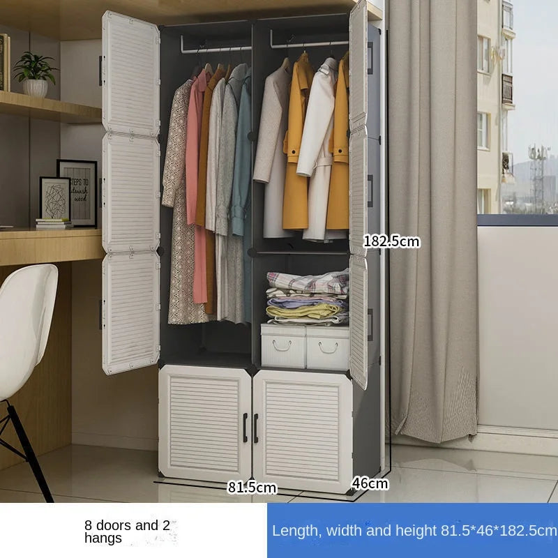 Simplicity Household Bedroom Dustproof Clothes Cabinets For Plastic Assemble Storage Rack Foldable Multilayer Wardrobe Furniture