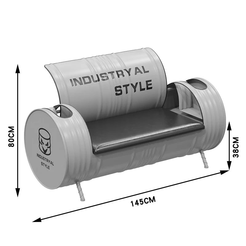 Deck Sofa KTV Casual Small Quiet Bar Retro Creative Oil Drum Iron Customization Industrial Style Bar Table and Chair Combination