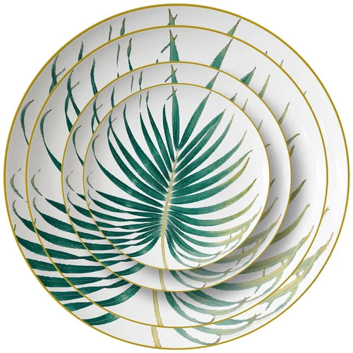 New Palm Leaf Nordic Style Tableware Hotel Household Bone Porcelain Plate Coffee Set Mug Disk Set Dinner Plates Ceramic Plate