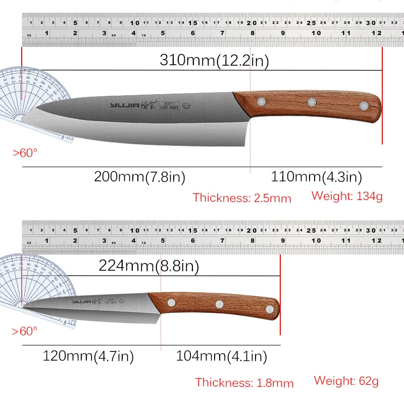8" Utility Japanese Professional Chef Knife Stainless Steel Slice Cleaver Kitchen Knife Meat Fish Fruit Vegetables Butcher Knife
