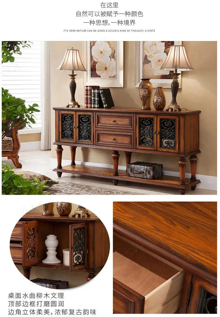 European-Style Solid Wood Console Table American Country Side Cabinet 1.6 M Side View Table Window Side Desk