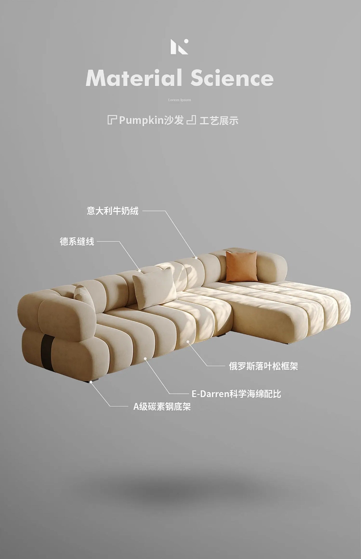 Fabric Sofa Creative Living Room Corner Large Apartment Home