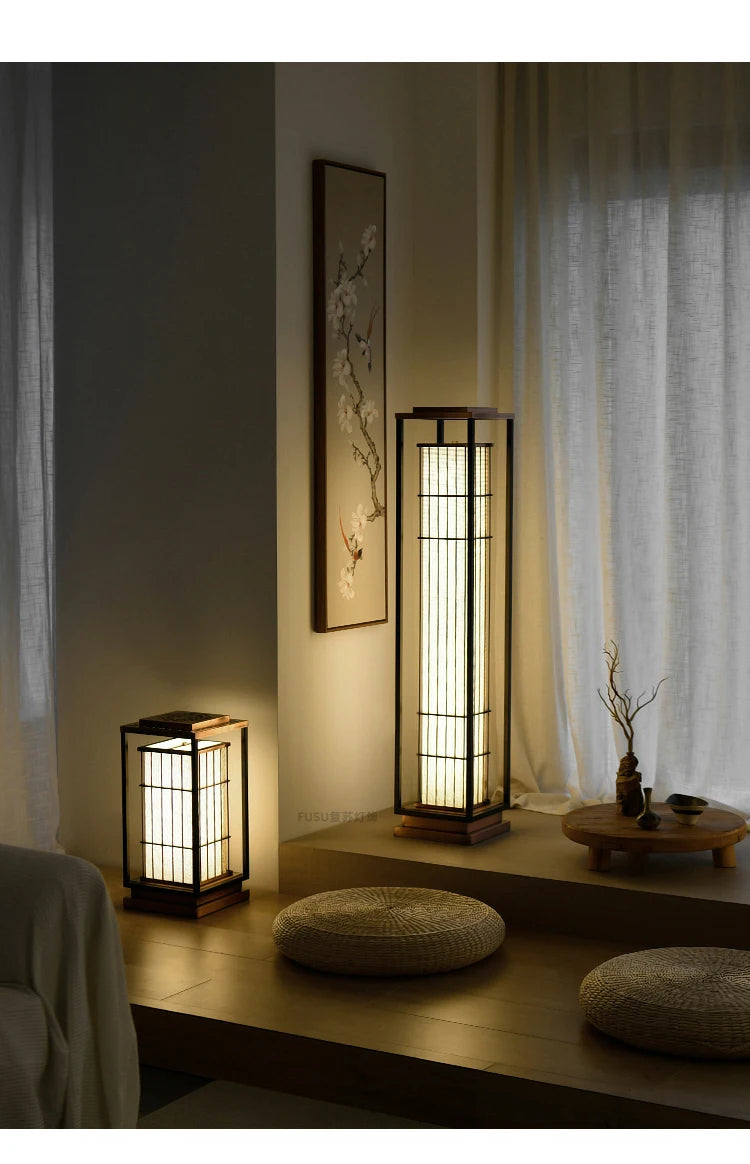 zq Desk lamp, Japanese living room, retro floor lamp, Zen tea room, study, home stay restaurant, landscape lamp