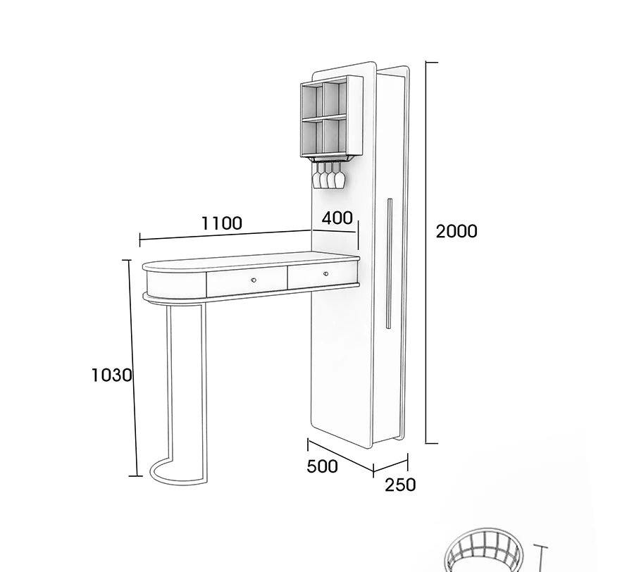 Pqf Retractable Bar Table against the Wall Family Living Room Partition Integrated