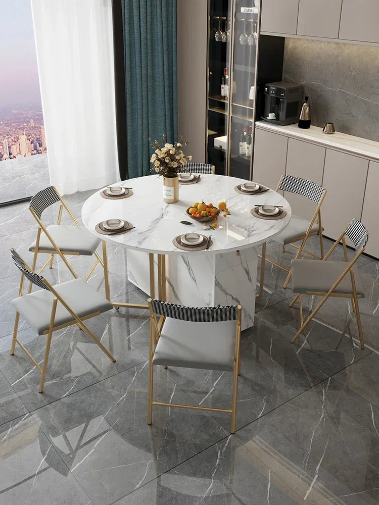 1.4 and 1.6 M Rectangular Folding Table Small Apartment Dining Table Multi-Functional Retractable Dining Table and Chair