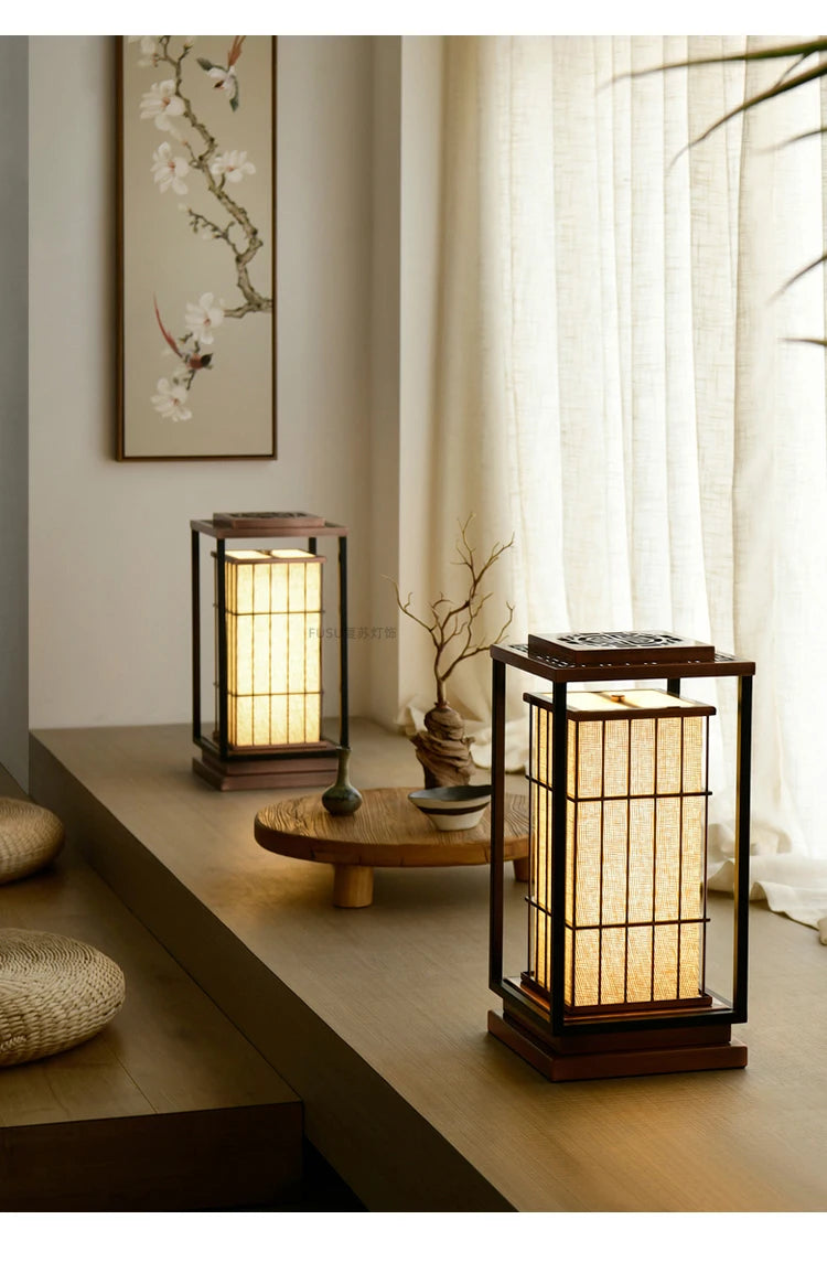 zq Desk lamp, Japanese living room, retro floor lamp, Zen tea room, study, home stay restaurant, landscape lamp