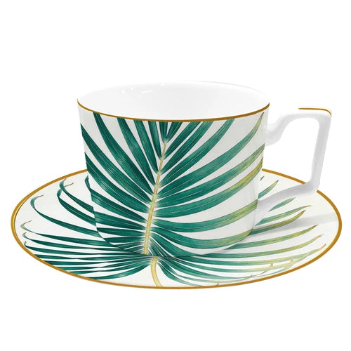New Palm Leaf Nordic Style Tableware Hotel Household Bone Porcelain Plate Coffee Set Mug Disk Set Dinner Plates Ceramic Plate