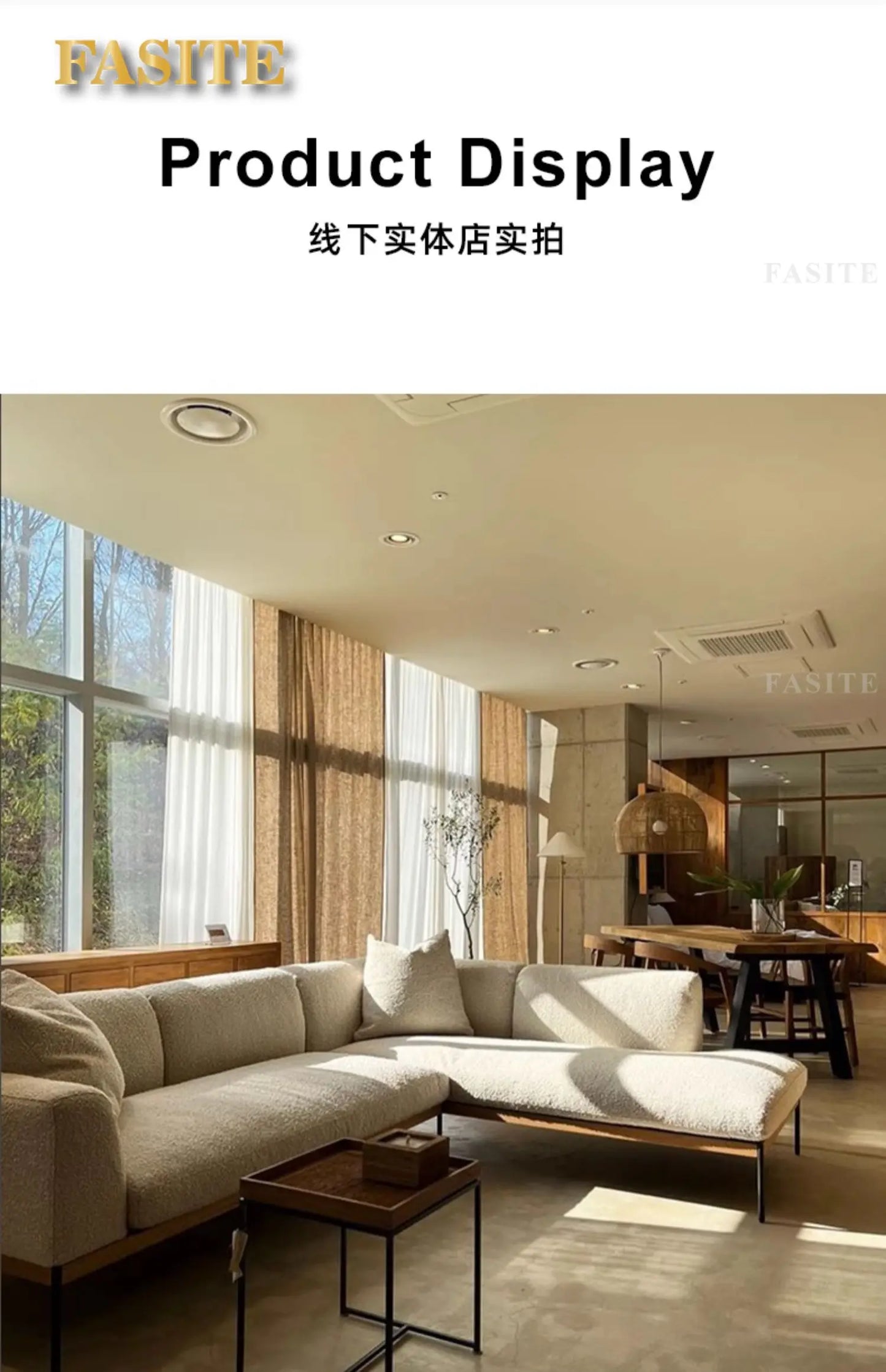 Fabric sofa living room modern simple Nordic chaise longue solid wood corner sofa combination