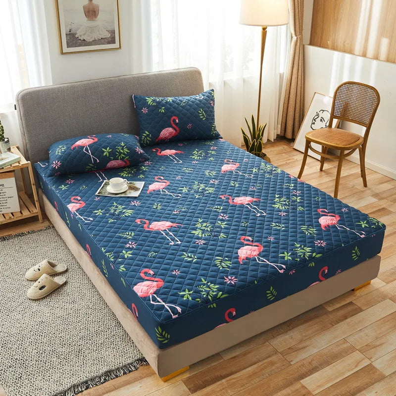 Printing Quilted Cotton Mattress Cover With Zipper Bedspread Mattress Cover Soft King Queen Tatami Bed Dust Cover Customizable