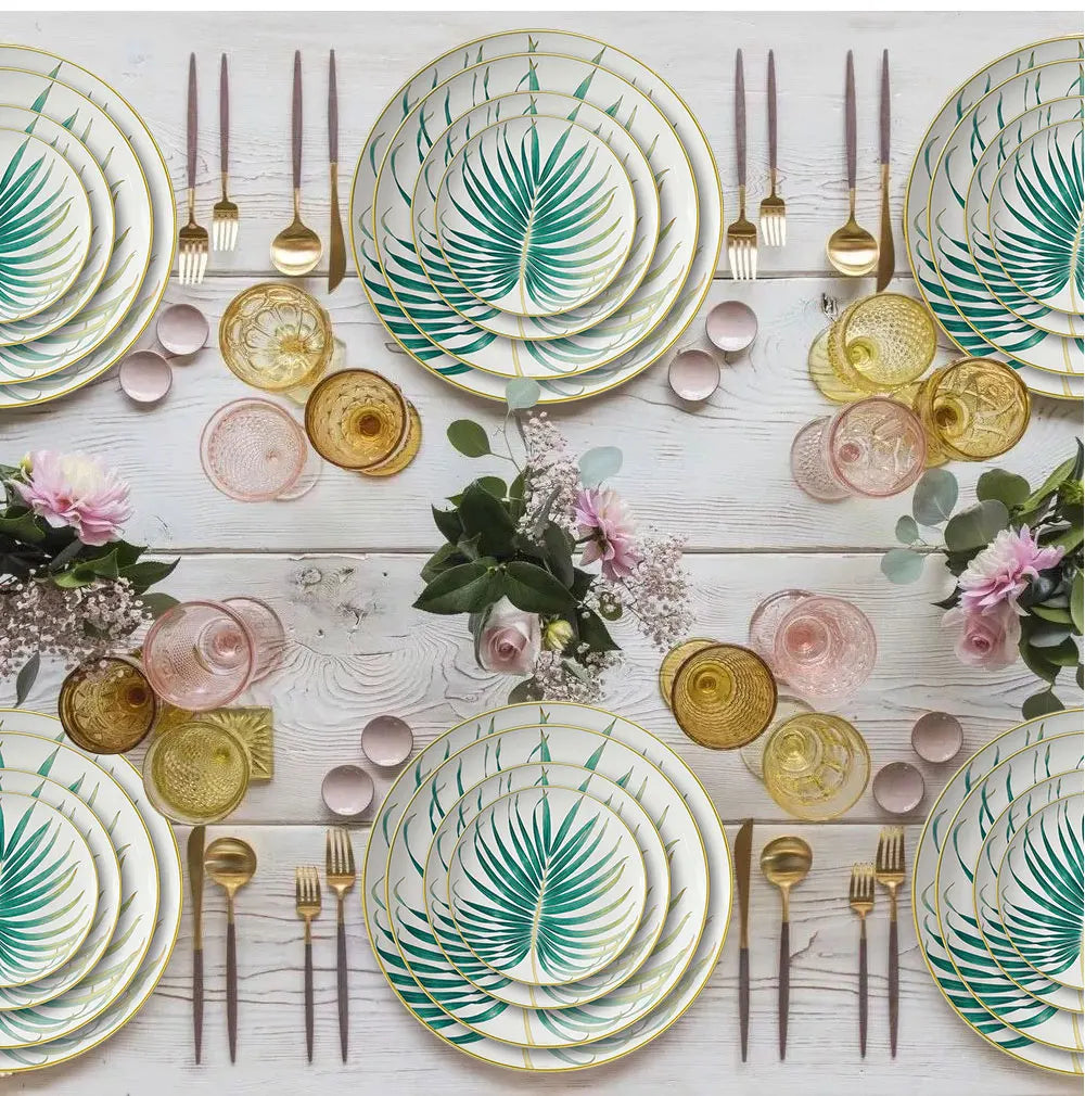 New Palm Leaf Nordic Style Tableware Hotel Household Bone Porcelain Plate Coffee Set Mug Disk Set Dinner Plates Ceramic Plate