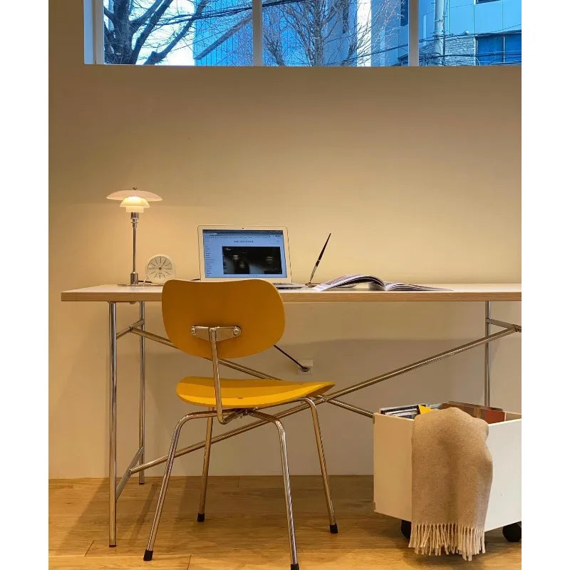 DPstudio vintage simple desk, stainless steel rectangular dining table, blogger, same conference table Bauhaus