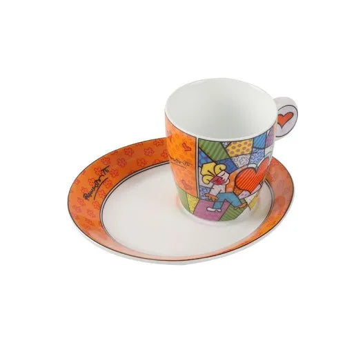 German Blue Cat European Creative Mini Ceramic Coffee Cup Tea Cups and Saucer Sets Coffee Cup Cute Cup Teacup Mug