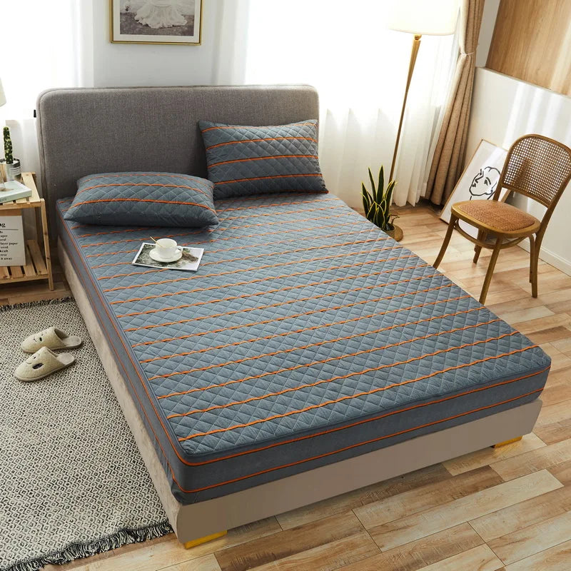 Printing Quilted Cotton Mattress Cover With Zipper Bedspread Mattress Cover Soft King Queen Tatami Bed Dust Cover Customizable