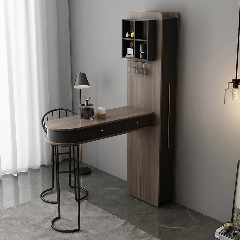 Pqf Retractable Bar Table against the Wall Family Living Room Partition Integrated