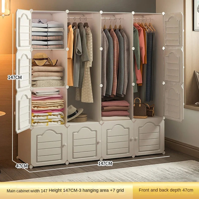 Household Bedroom Dustproof Clothes Cabinets Plastic Collapsible Durable Storage Rack Of Foldable Simplicity Wardrobe Furniture