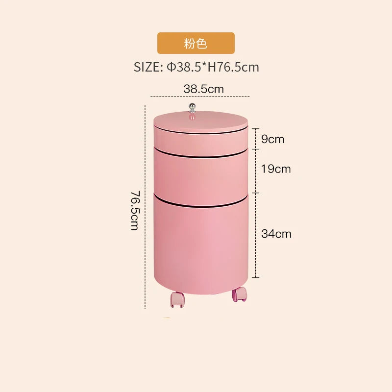 Nordic Furniture, Creative Nightstands, Bedroom Cabinets, Bedside Tables, multifunctional Locker Cart,Round Revolving Side Table