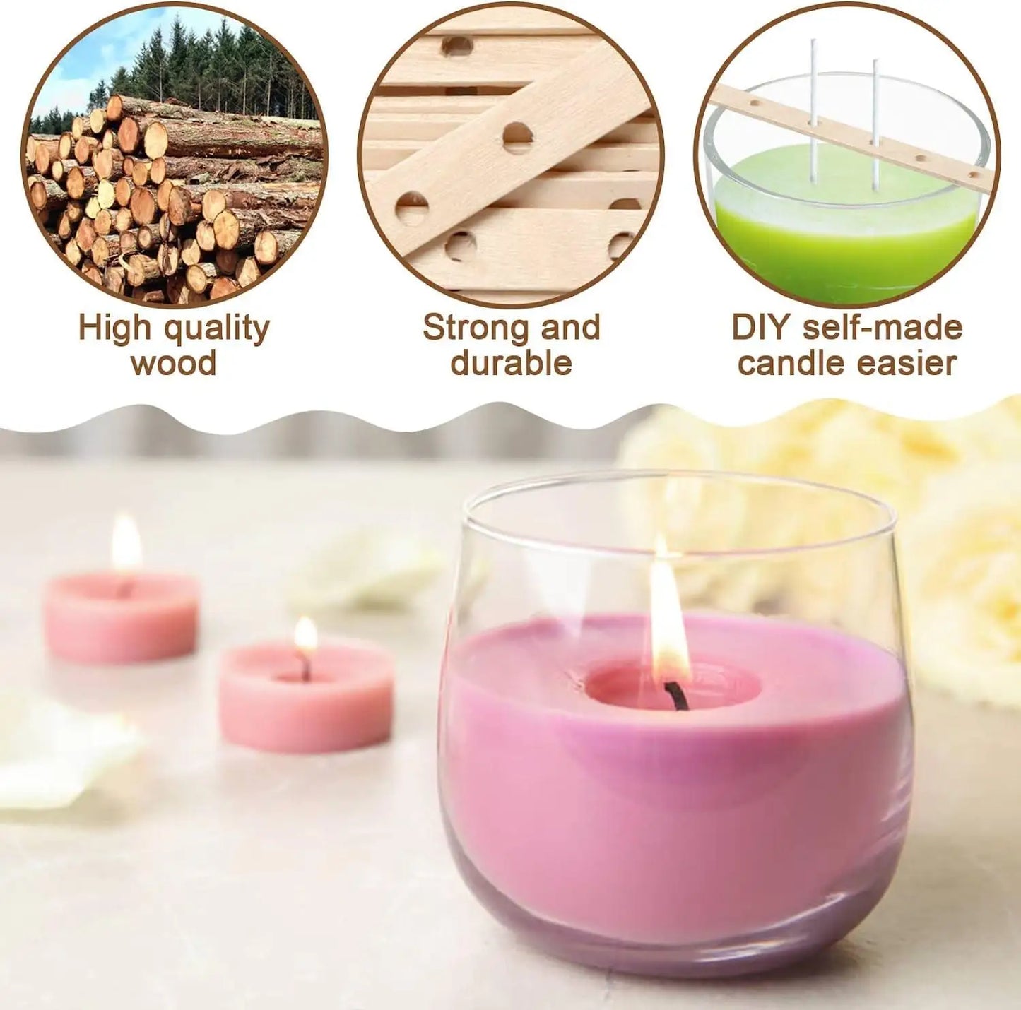 100pcs Wood Wick Holder 4mm Single Hole Diy Candle Making Tool Wax Wick Fixing Rod Candle Making Candle Diy m