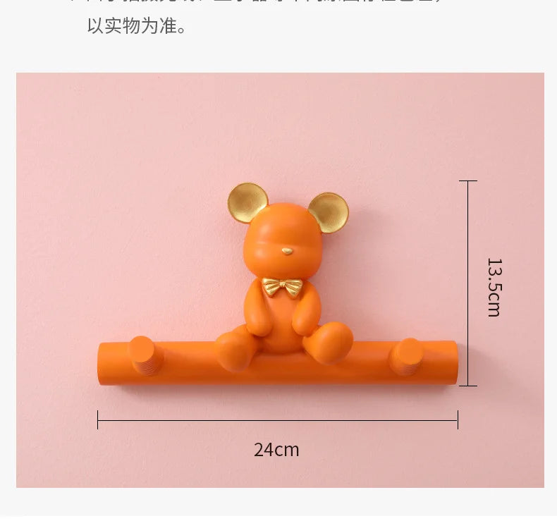 Cartoon Bear Hook Porch Key Hook Clothes Rack Wall Coat Keychain Bathroom Accessories Holder Hook Hat Clothes Display Stands
