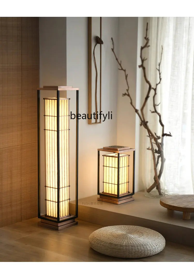 zq Desk lamp, Japanese living room, retro floor lamp, Zen tea room, study, home stay restaurant, landscape lamp