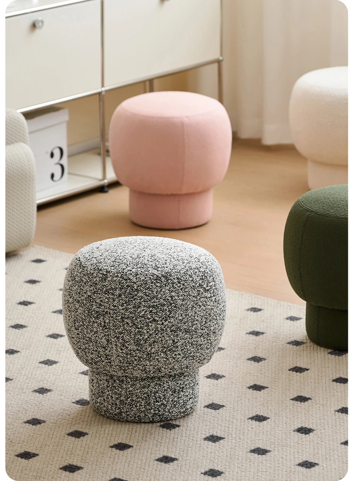 Nordic Furniture, Living Room Sofa Stools, Bedroom Dressing Stool, Porch Shoe Changing Stool, Circular Mobile Seat,Leisure Chair