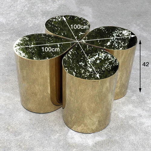 Fresh Four-Leaf Clover Tea Table Tear Drop Coffee Table Brushed Bronze Craft Adler Shaped Sofa Side Table