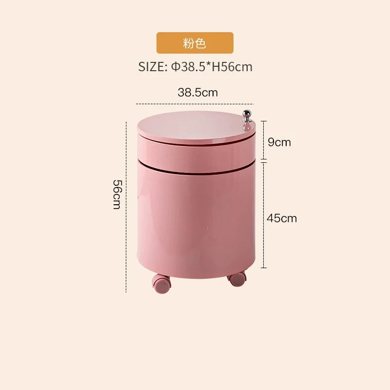 Nordic Furniture, Creative Nightstands, Bedroom Cabinets, Bedside Tables, multifunctional Locker Cart,Round Revolving Side Table