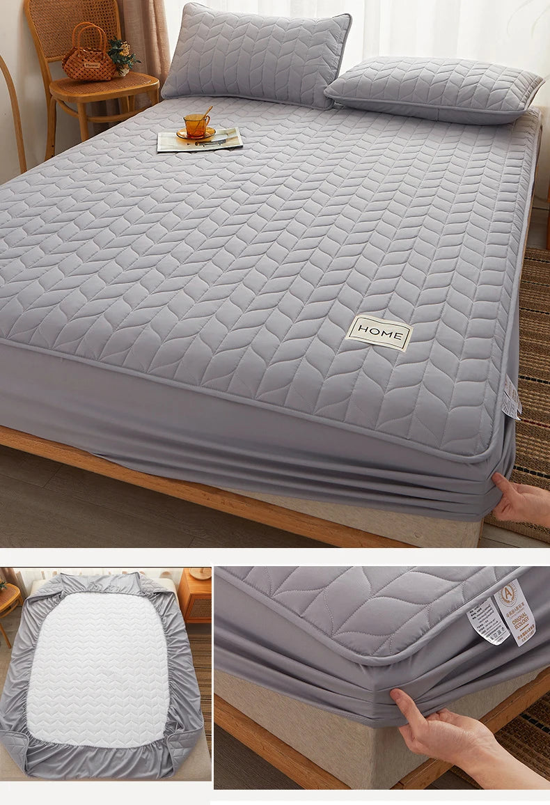 Cotton Thicken Quilted Mattress Cover Anti-bacterial Mattress Protector Topper Pad Soft Fitted Sheet Not Including Pillowcase