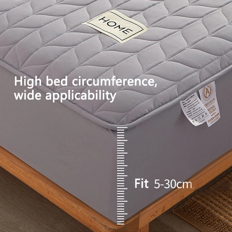 Cotton Thicken Quilted Mattress Cover Anti-bacterial Mattress Protector Topper Pad Soft Fitted Sheet Not Including Pillowcase