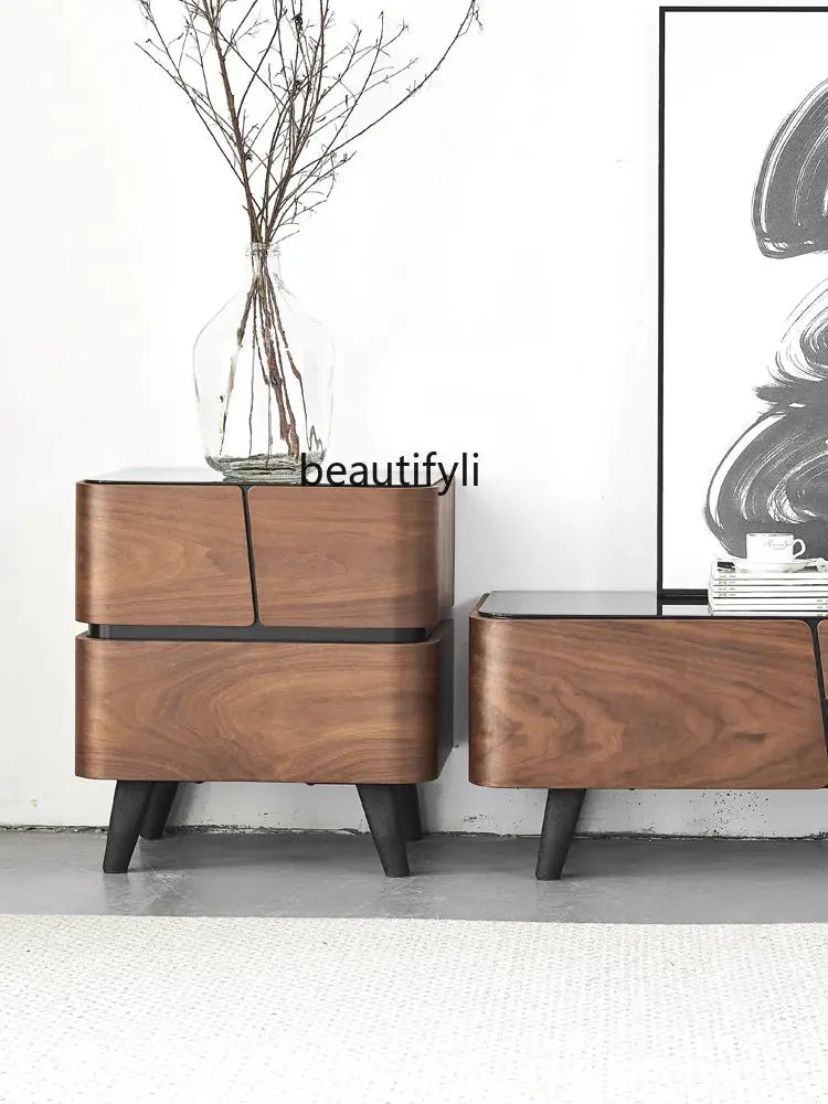 yj Nordic Style Chest of Drawers Modern Minimalist Tempered Glass Fashion Locker Storage Cabinet