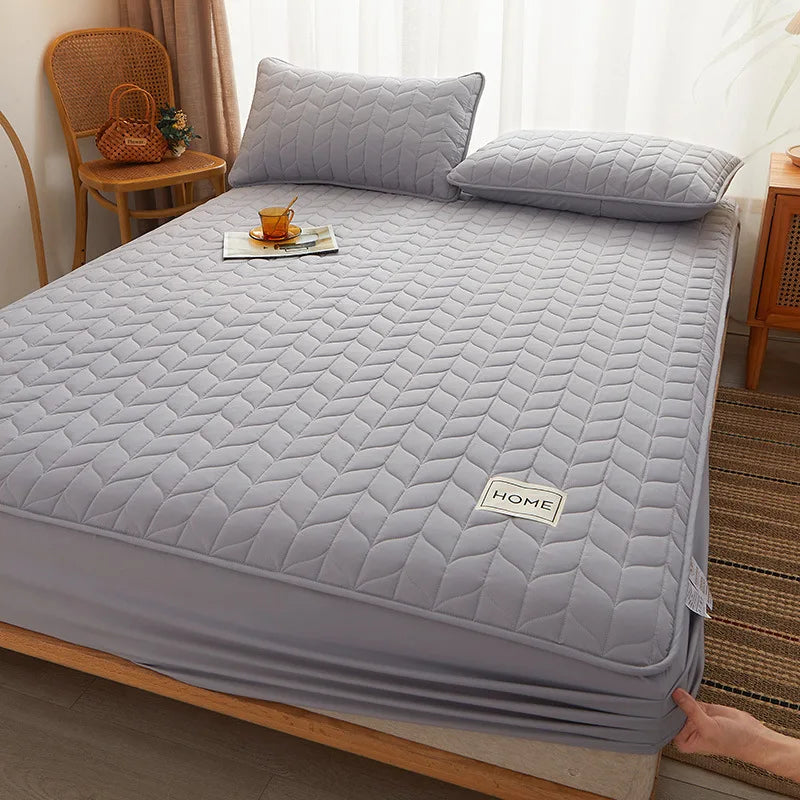 Cotton Thicken Quilted Mattress Cover Anti-bacterial Mattress Protector Topper Pad Soft Fitted Sheet Not Including Pillowcase