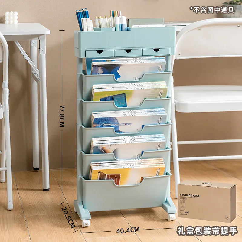 Classroom Desk Storage Shelf Sub-study Movable Large-capacity Bookshelf Children's Room Book Storage Artifact