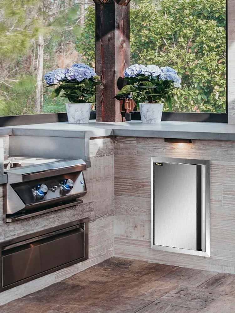 Stainless Steel BBQ Cabinet Access Door W/ Recessed Handle for Indoor/Outdoor Kitchen, BBQ Island, Kitchen Sink, Fireplace