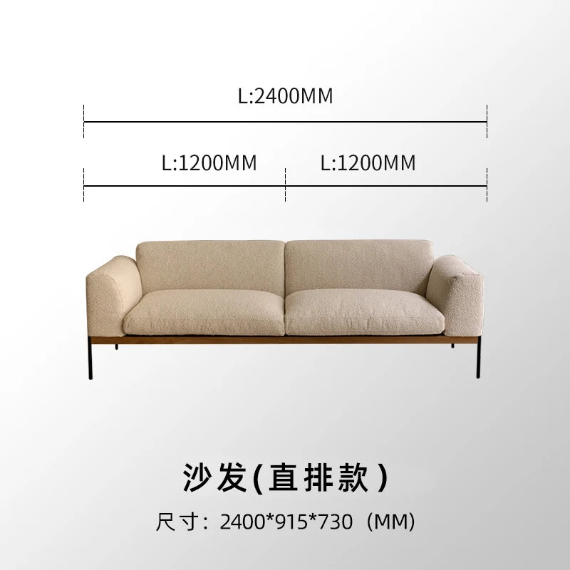 Fabric sofa living room modern simple Nordic chaise longue solid wood corner sofa combination