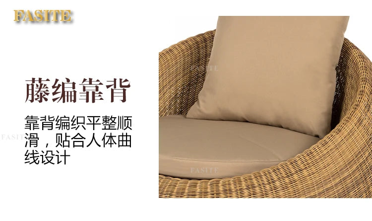 Outdoor rattan sofa combination rattan woven table and chair three piece set of leisure circular sofa furniture
