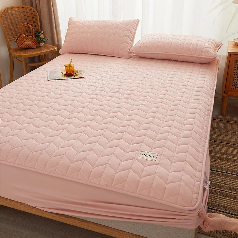 Cotton Thicken Quilted Mattress Cover Anti-bacterial Mattress Protector Topper Pad Soft Fitted Sheet Not Including Pillowcase