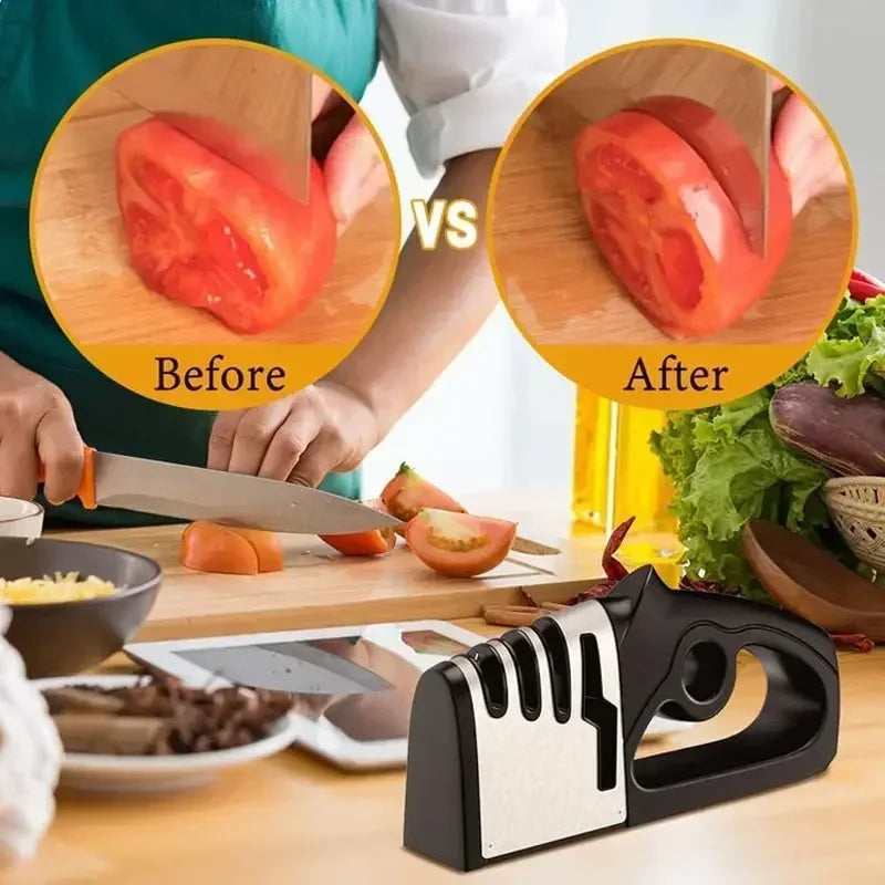 4in1 Multifunctional Sharpening Stone Quick Knife Sharpener Handheld Stainless Steel Blade Kitchen Appliance Kitchen Accessories