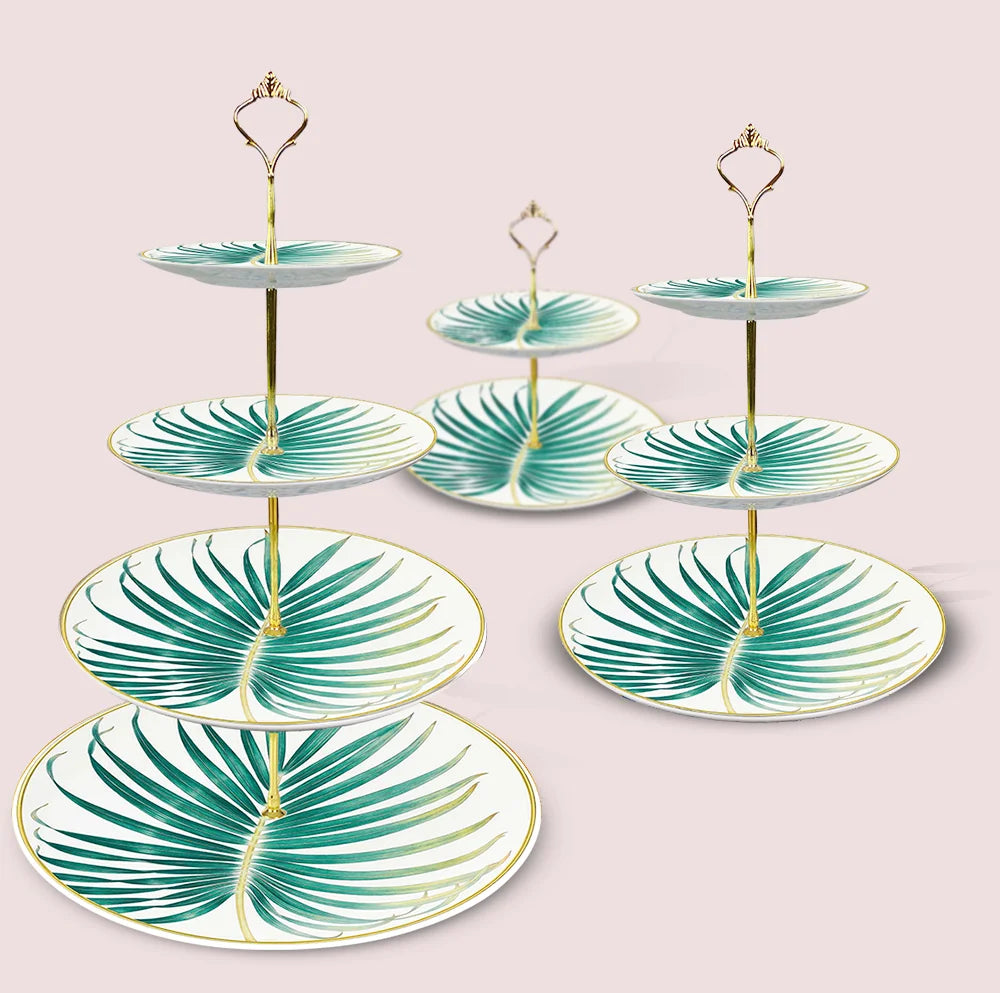 New Palm Leaf Nordic Style Tableware Hotel Household Bone Porcelain Plate Coffee Set Mug Disk Set Dinner Plates Ceramic Plate