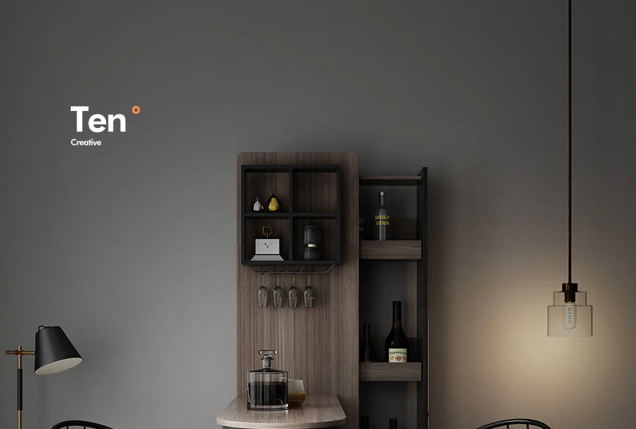 Pqf Retractable Bar Table against the Wall Family Living Room Partition Integrated