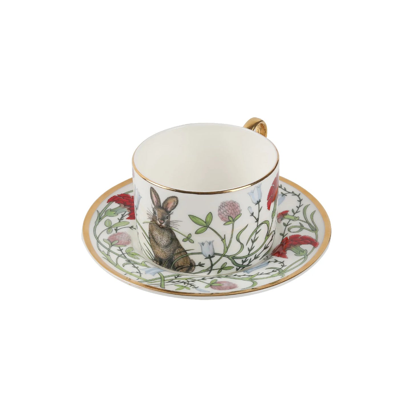 Russian Royal Porcelain Lomonosov Cartoon Rabbit Gold Plated Bone China Coffee Cup and Saucer Gift Box Gift Coffee Cup Set