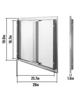 Stainless Steel BBQ Cabinet Access Door W/ Recessed Handle for Indoor/Outdoor Kitchen, BBQ Island, Kitchen Sink, Fireplace